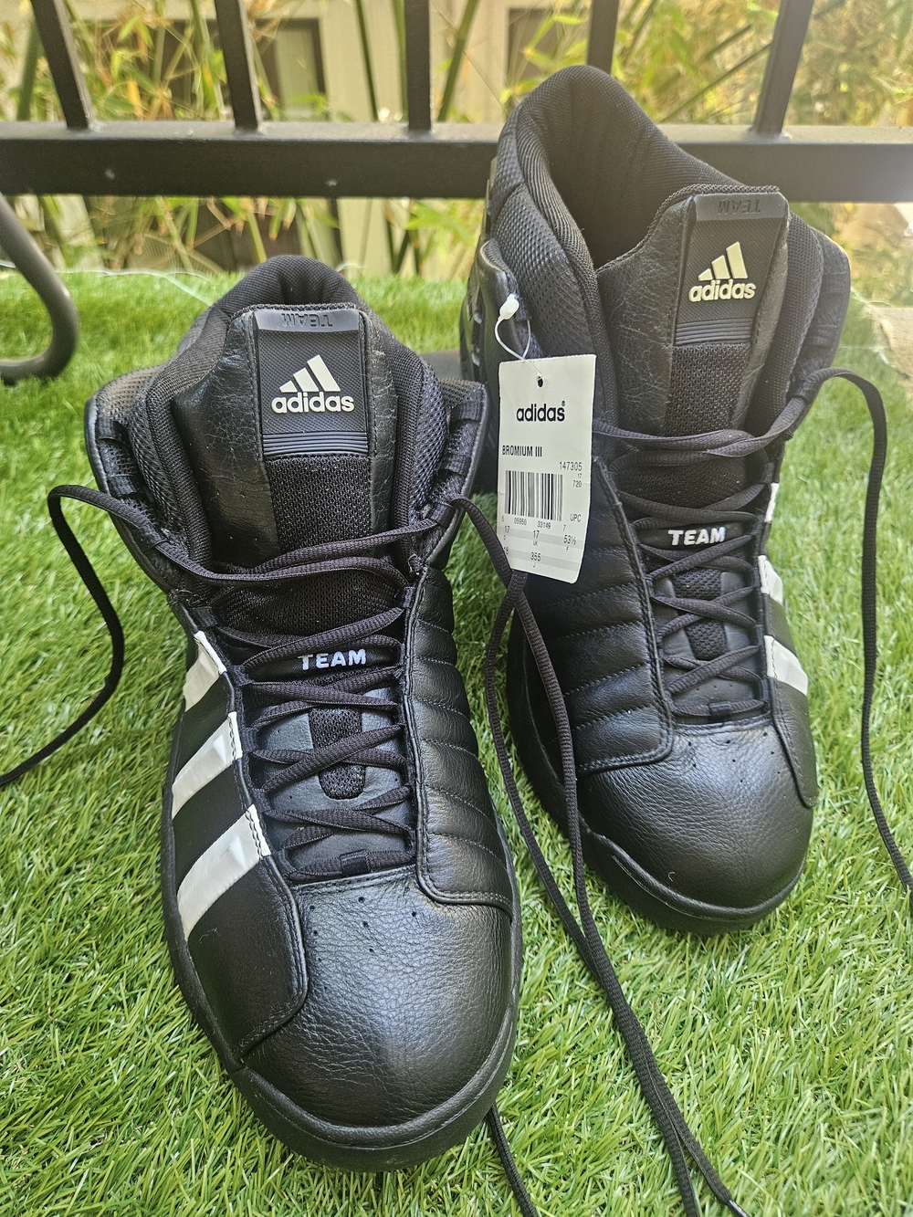 ​NWT Vintage Adidas Bromium III Black Basketball Shoes Men's Sz 18 100% Leather